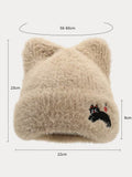 Trendige Süße Fleece-Beaniehat mit Miau-Katzenmuster