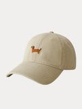 Lässige Besticktes Dackel-Motiv Baumwoll-Baseballcap