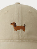 Lässige Besticktes Dackel-Motiv Baumwoll-Baseballcap