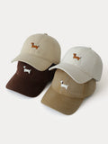 Lässige Besticktes Dackel-Motiv Baumwoll-Baseballcap