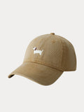 Lässige Besticktes Dackel-Motiv Baumwoll-Baseballcap