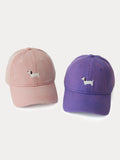 Lässige Besticktes Dackel-Motiv Baumwoll-Baseballcap