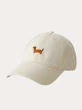 Lässige Besticktes Dackel-Motiv Baumwoll-Baseballcap