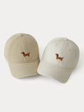 Lässige Besticktes Dackel-Motiv Baumwoll-Baseballcap