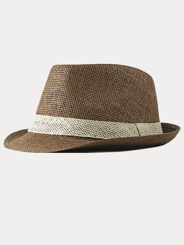 Klassischer Patchwork-Band Panama-Stroh-Fedora-Hut
