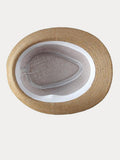 Klassischer Patchwork-Band Panama-Stroh-Fedora-Hut