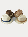 Klassischer Patchwork-Band Panama-Stroh-Fedora-Hut