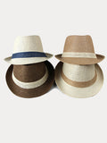 Klassischer Patchwork-Band Panama-Stroh-Fedora-Hut