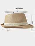 Klassischer Patchwork-Band Panama-Stroh-Fedora-Hut