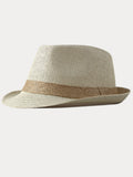Klassischer Patchwork-Band Panama-Stroh-Fedora-Hut
