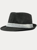 Klassischer Patchwork-Band Panama-Stroh-Fedora-Hut