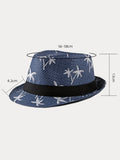 Urlaubs-Kokosnussbaum-Print Geflochtener Stroh-Fedora-Hut