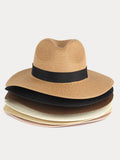 Breitkrempiger Sonnenschutz Geflochtener Stroh-Fedora-Hut