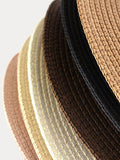 Breitkrempiger Sonnenschutz Geflochtener Stroh-Fedora-Hut