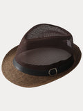 Panama-Fedora mit Lochmuster und Gürtelschnalle