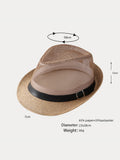 Panama-Fedora mit Lochmuster und Gürtelschnalle