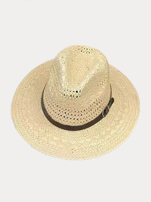 Klassischer Breitkrempiger Geflochtener Stroh-Fedora-Hut