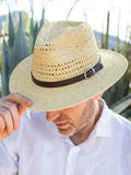 Klassischer Breitkrempiger Geflochtener Stroh-Fedora-Hut