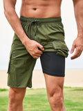 Einfarbige Boardshorts mit Seitenstreifen für Herren