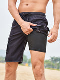 Einfarbige Boardshorts mit Seitenstreifen für Herren