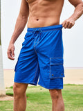Einfarbige Boardshorts mit Seitenstreifen für Herren