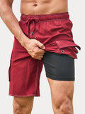 Einfarbige Boardshorts mit Seitenstreifen für Herren