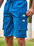 Einfarbige Boardshorts mit Seitenstreifen für Herren