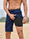 Einfarbige Boardshorts mit Seitenstreifen für Herren
