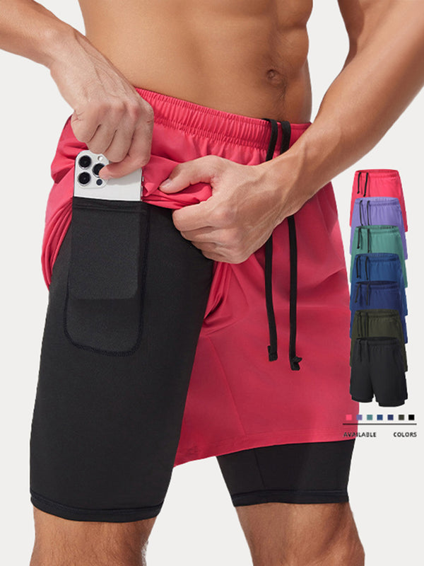 2-in-1 Laufshorts mit Innenhose für Herren