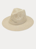 Klassischer Fedora mit flacher Krempe in Leinen-Stroh-Optik