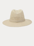 Klassischer Fedora mit flacher Krempe in Leinen-Stroh-Optik