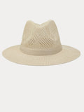 Klassischer Fedora mit flacher Krempe in Leinen-Stroh-Optik
