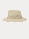 Klassischer Fedora mit flacher Krempe in Leinen-Stroh-Optik