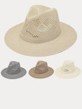 Klassischer Fedora mit flacher Krempe in Leinen-Stroh-Optik