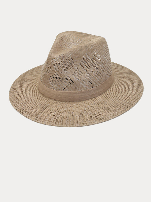 Klassischer Fedora mit flacher Krempe in Leinen-Stroh-Optik