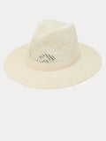Klassischer Fedora mit flacher Krempe in Leinen-Stroh-Optik