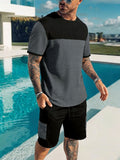 Herren Color-Block Sport-Set mit Cargo-Shorts