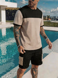 Herren Color-Block Sport-Set mit Cargo-Shorts