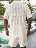 Herren Resort Hollow-Out Strick-Set mit Kuba-Kragen