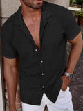 Herren Resort Hollow-Out Jacquard Kurzarmhemd