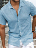 Herren Resort Hollow-Out Jacquard Kurzarmhemd