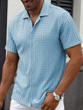 Herren Resort Hollow-Out Jacquard Kurzarmhemd