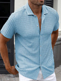 Herren Resort Hollow-Out Jacquard Kurzarmhemd