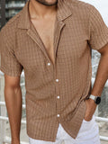 Herren Resort Hollow-Out Jacquard Kurzarmhemd