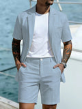 Kurzarm-Blazer-Set mit Struktur-Textur im Loose Fit