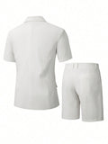 Kurzarm-Blazer-Set mit Struktur-Textur im Loose Fit
