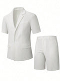 Kurzarm-Blazer-Set mit Struktur-Textur im Loose Fit