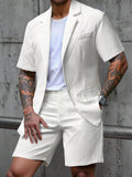 Kurzarm-Blazer-Set mit Struktur-Textur im Loose Fit