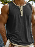 Herren Relaxed Contrast Trim Henley Ärmellos Tank Top