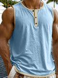 Herren Relaxed Contrast Trim Henley Ärmellos Tank Top